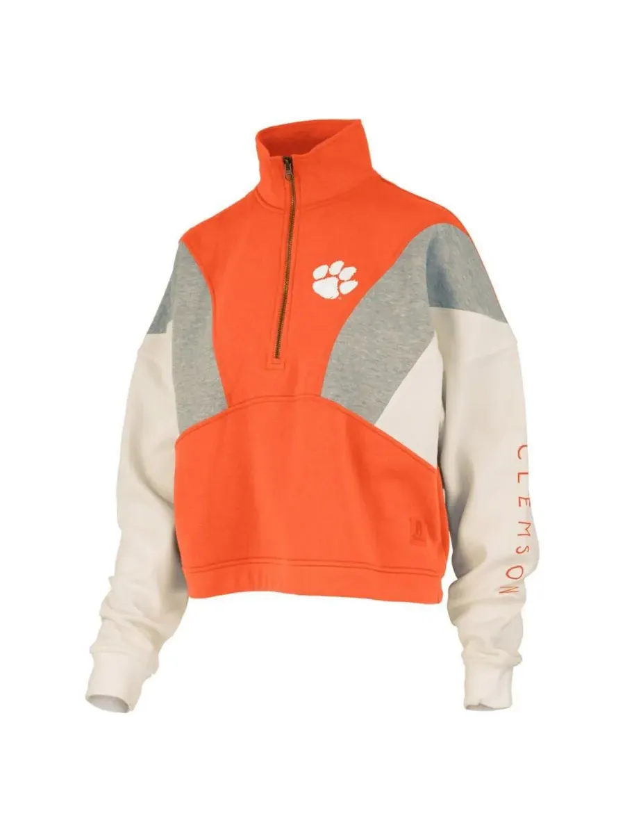 Pressbox Женская оранжевая толстовка Clemson Tigers Ferrara с цветными блоками и застежкой-молнией — изображение 3 из 3
