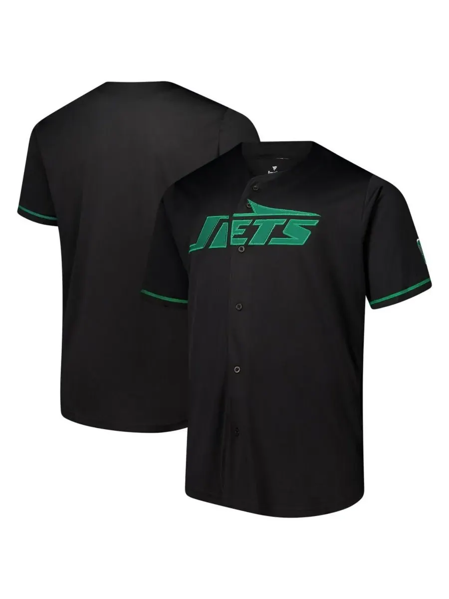 Fanatics Мужская черная рубашка New York Jets с пуговицами