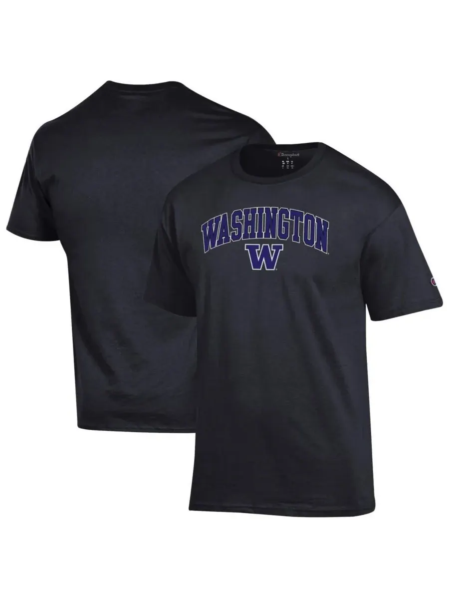 Champion Мужская черная футболка с арочным логотипом команды Washington Huskies