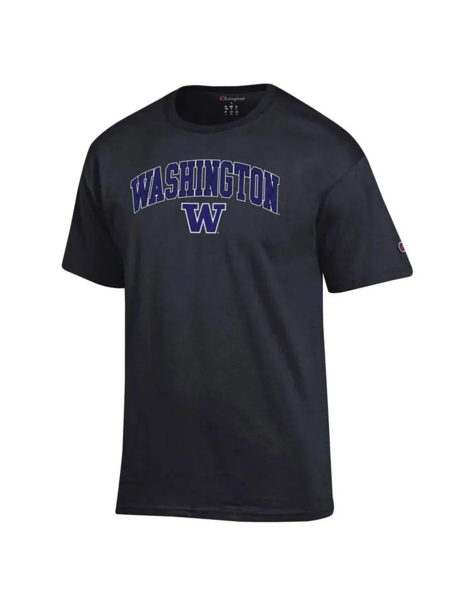 Champion Мужская черная футболка с арочным логотипом команды Washington Huskies — изображение 3 из 3, черный