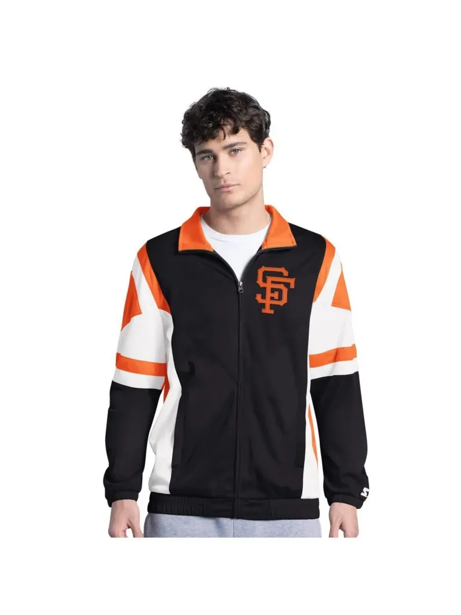 Starter Мужская черная/оранжевая спортивная куртка San Francisco Giants Contender Tricot на молнии