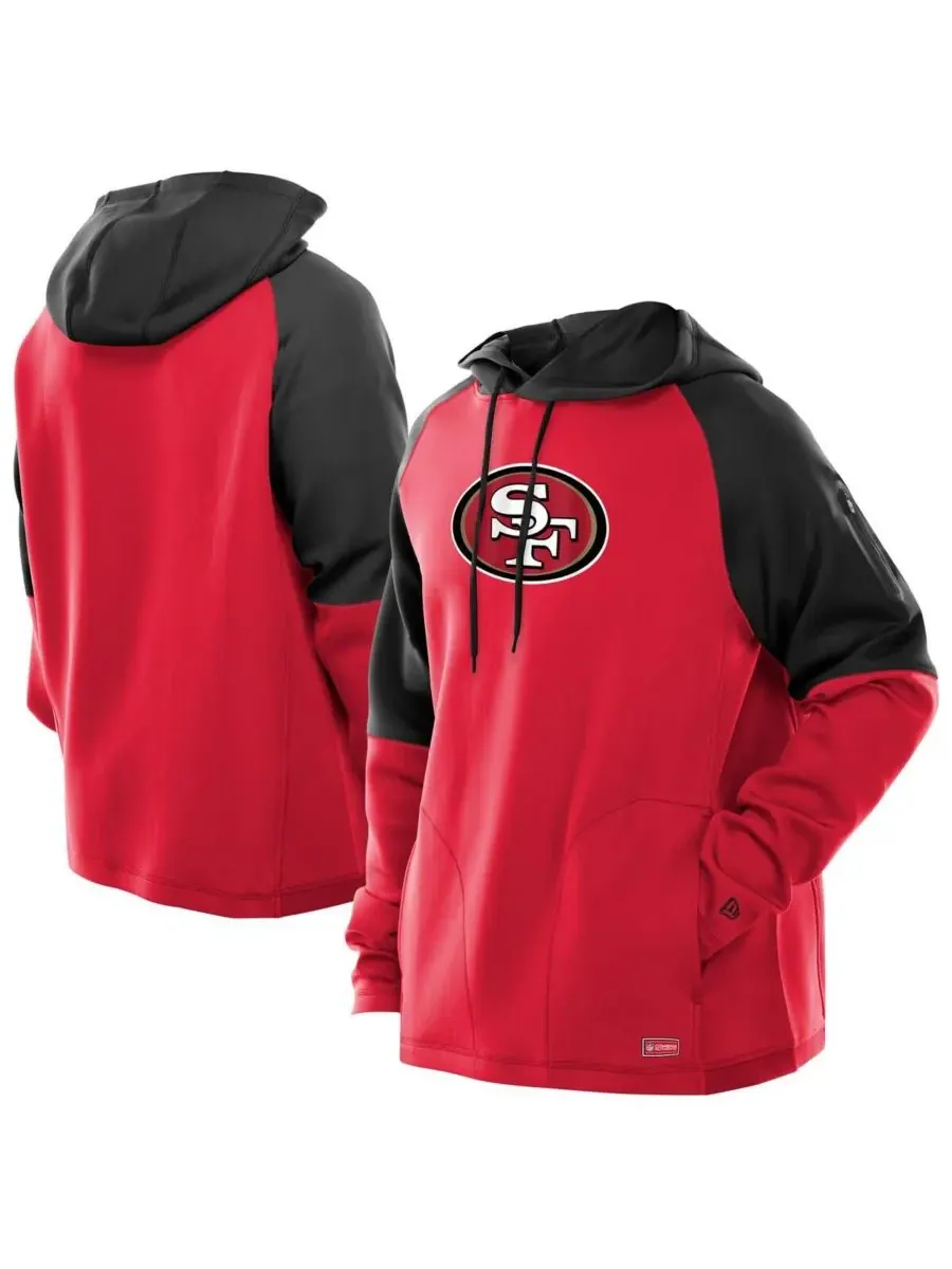 Мужская алая толстовка с капюшоном San Francisco 49ers Combine Authentic Color Block Raglan
