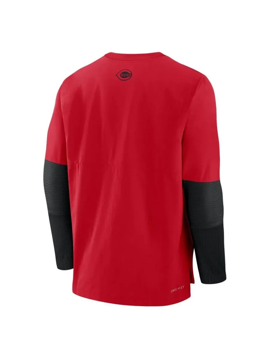 Nike Мужская красно-черная толстовка-пуловер из аутентичной коллекции Cincinnati Reds, легкая, из — изображение 2 из 3