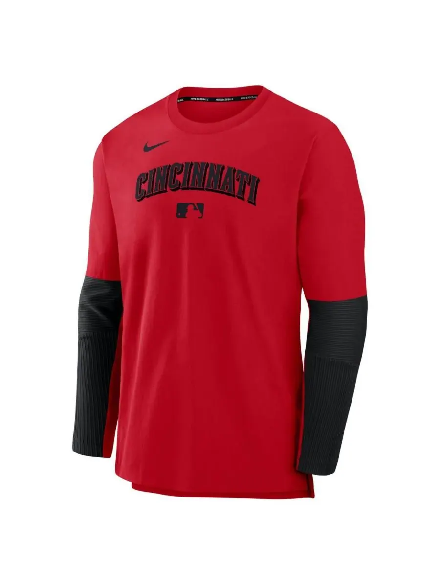 Nike Мужская красно-черная толстовка-пуловер из аутентичной коллекции Cincinnati Reds, легкая, из — изображение 3 из 3