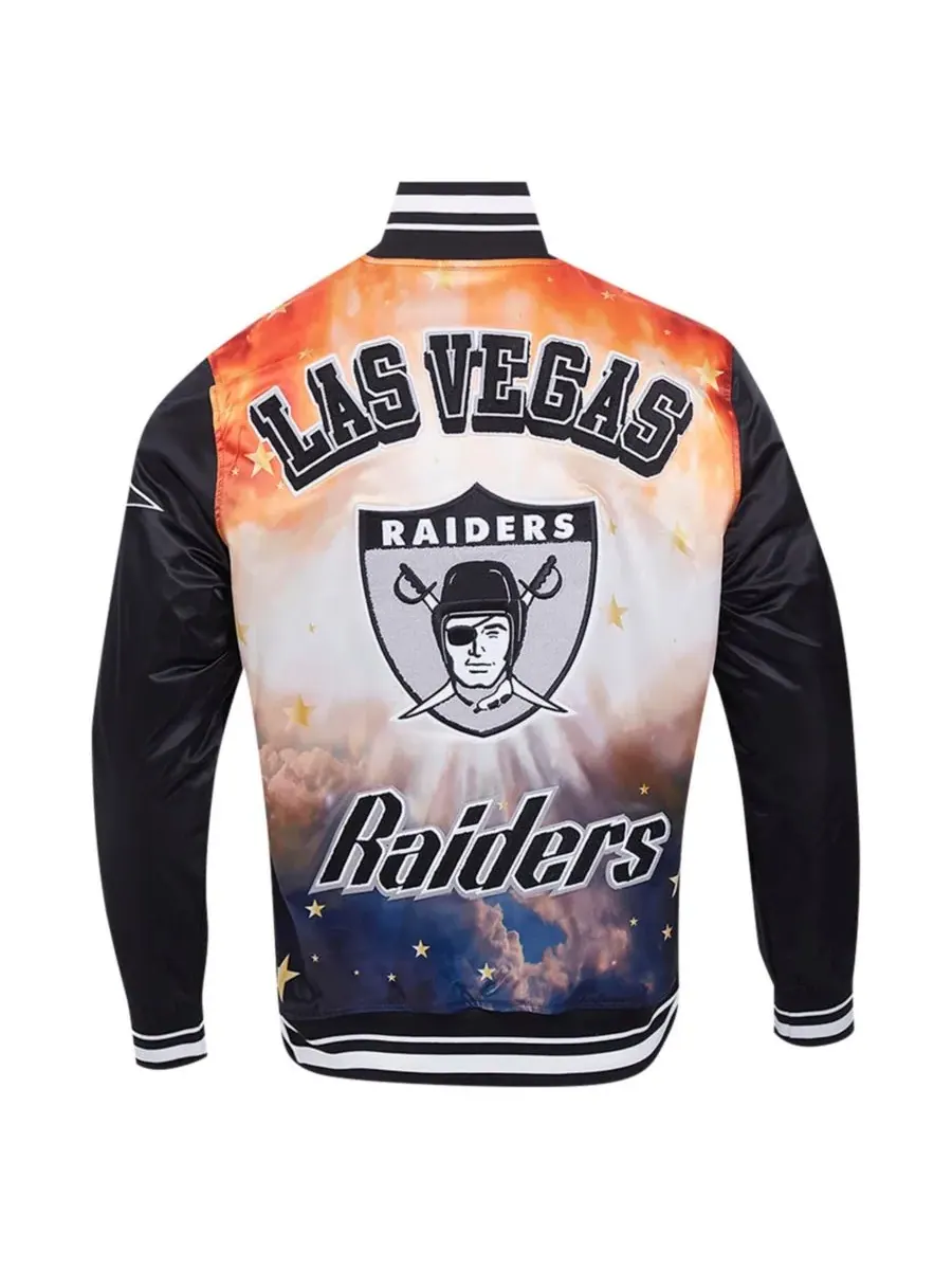 Pro Standard Мужская черная атласная куртка Las Vegas Raiders с сублимационной печатью и застежкой — изображение 3 из 5