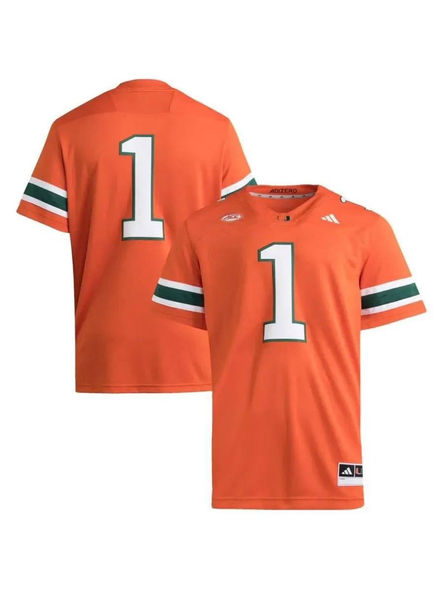 Футбольная джерси с V-образным вырезом, с длинным рукавом, Miami Hurricanes Premier adidas
