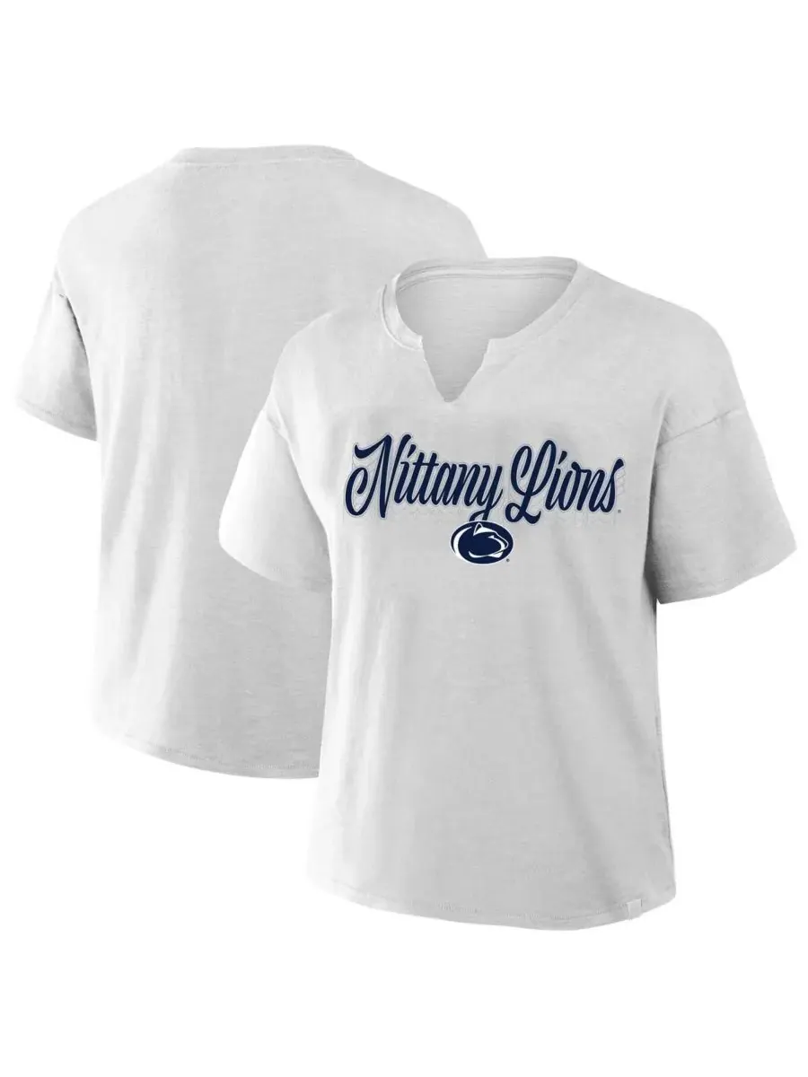 Fanatics Женская серая футболка с вырезом на воротнике Penn State Nittany Lions больших размеров