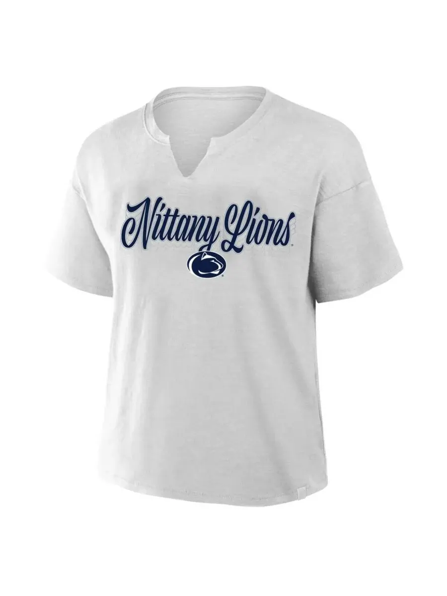Fanatics Женская серая футболка с вырезом на воротнике Penn State Nittany Lions больших размеров — изображение 3 из 3, серый