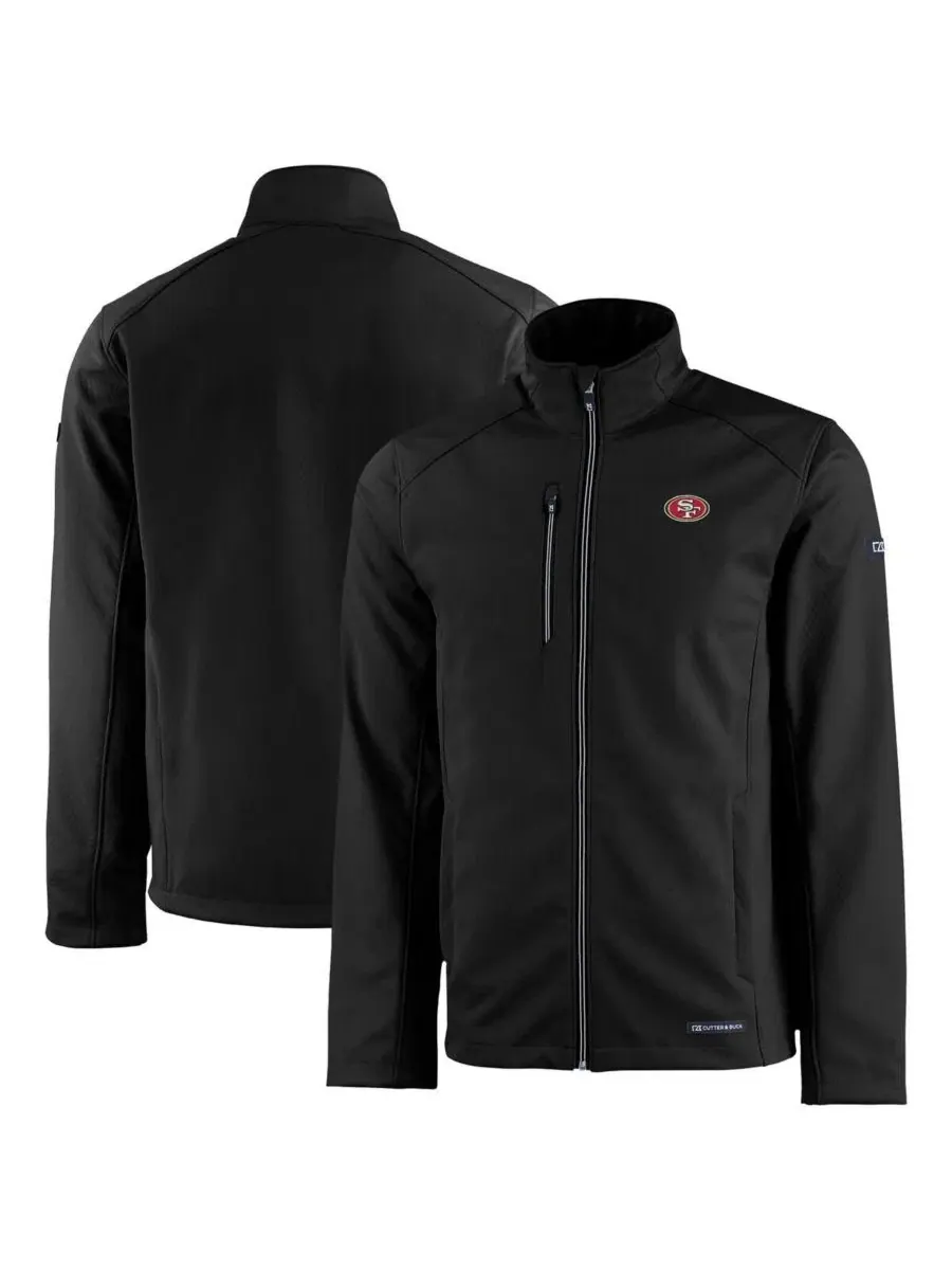 Мужская черная куртка San Francisco 49ers Evoke Eco Softshell на молнии Cutter & Buck