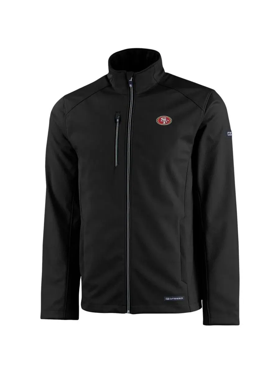 Мужская черная куртка San Francisco 49ers Evoke Eco Softshell на молнии Cutter & Buck — изображение 2 из 3, черный