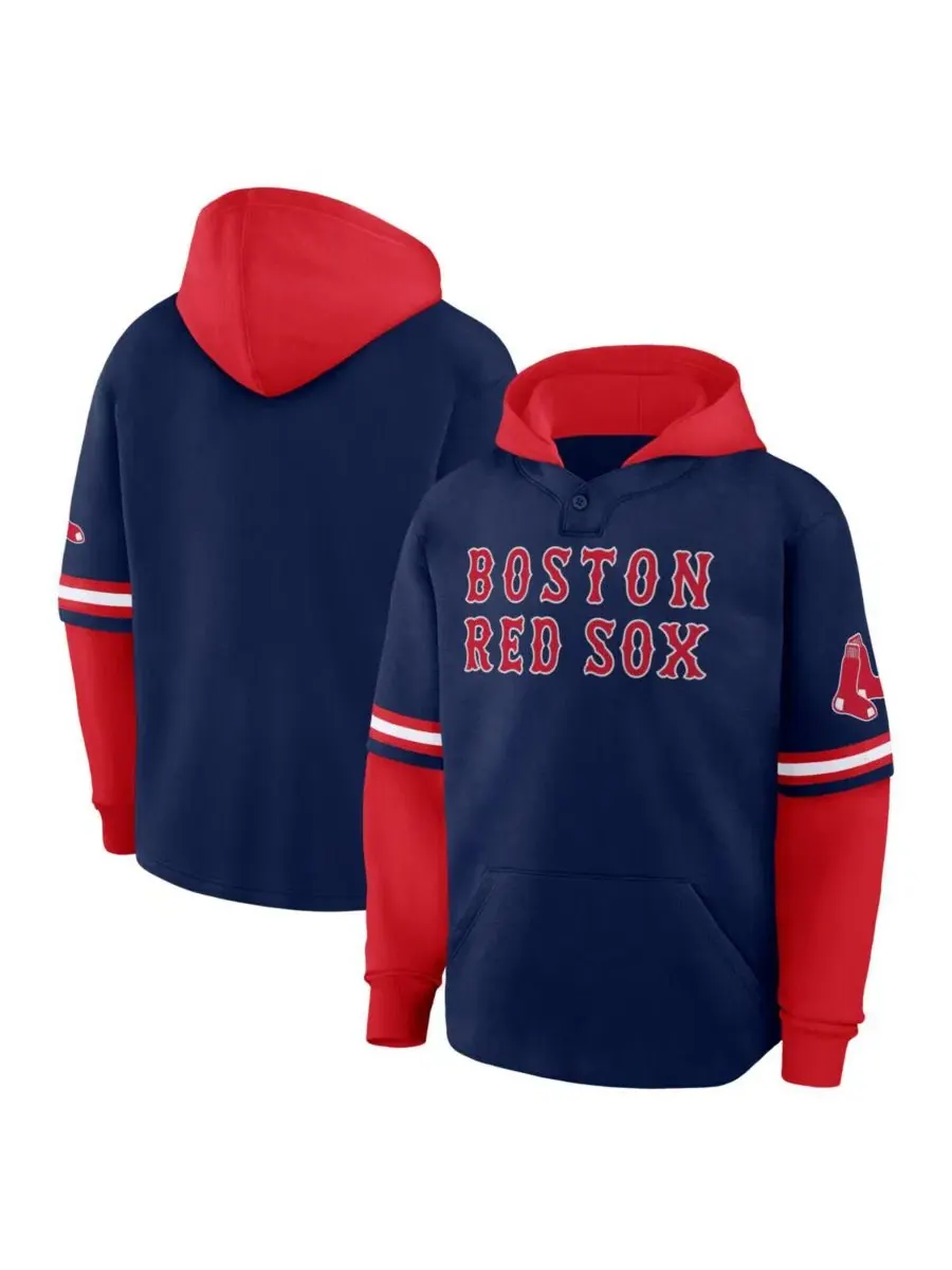 Мужская толстовка с капюшоном Boston Red Sox Oversized Fire Speed темно-синего/красного цвета