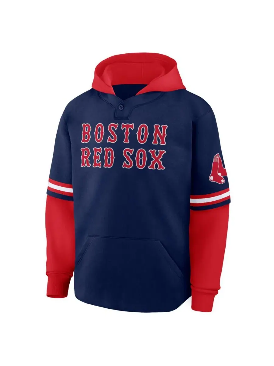 Мужская толстовка с капюшоном Boston Red Sox Oversized Fire Speed темно-синего/красного цвета — изображение 2 из 3