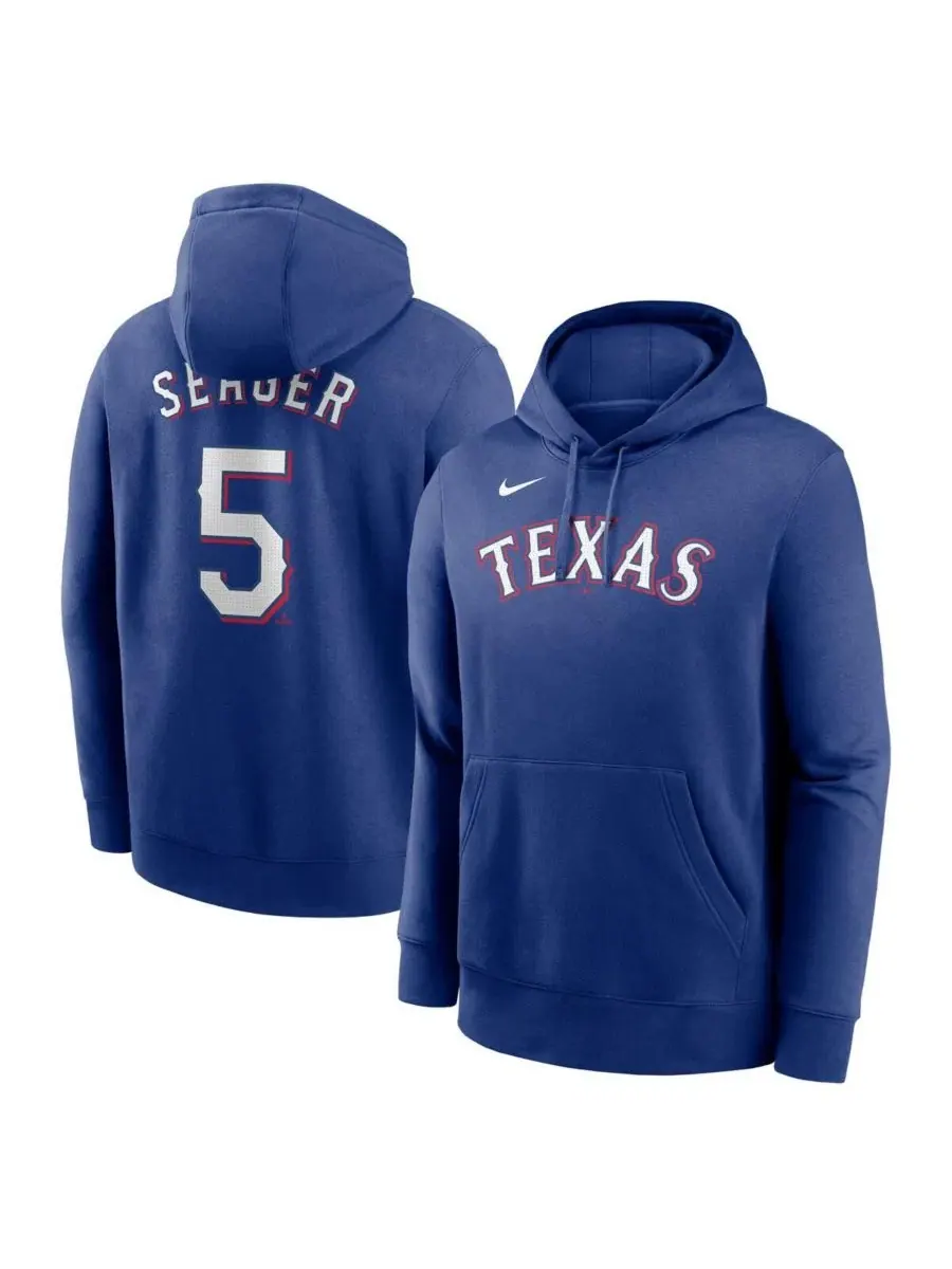 Мужская флисовая толстовка с капюшоном Corey Seager Royal Texas Rangers с именем и номером игрока