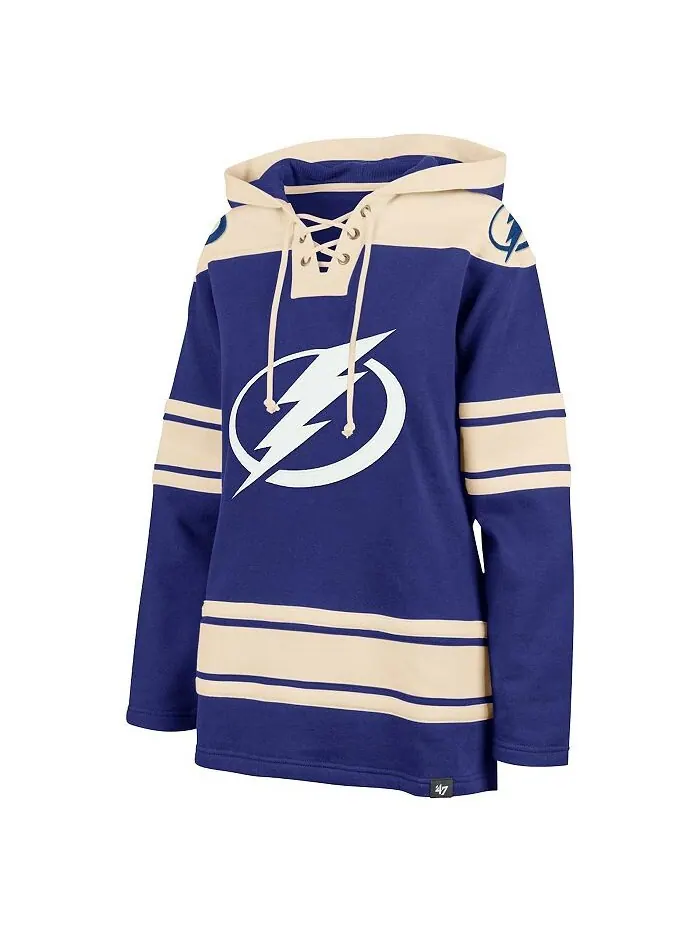 Женский синий пуловер с капюшоном Tampa Bay Lightning Superior со шнуровкой '47 Brand — изображение 2 из 3