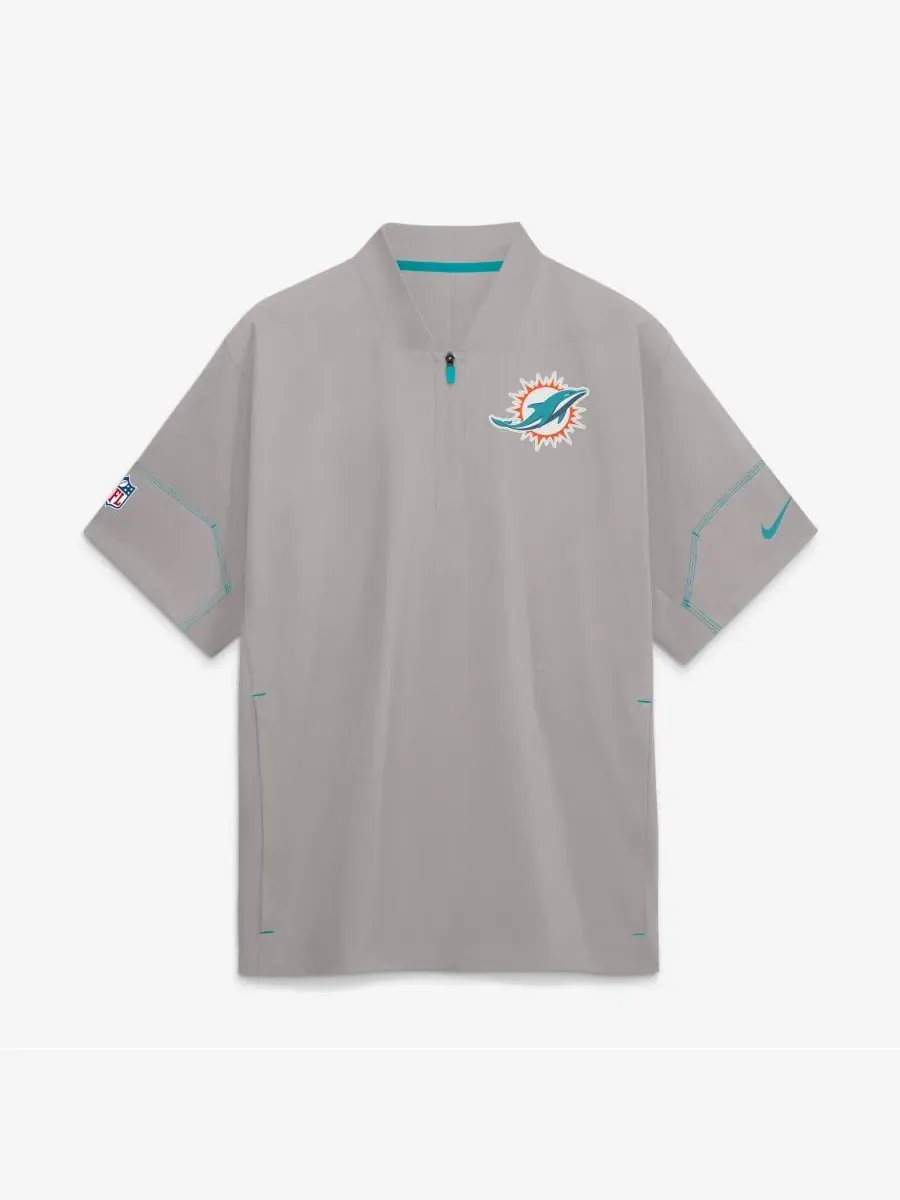 Куртка для тренера с коротким рукавом и четверть-молнией Miami Dolphins Nike