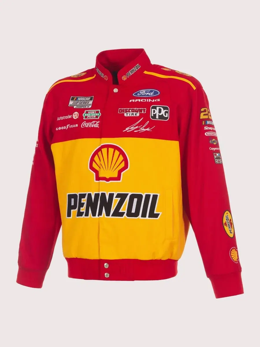Куртка гоночная с принтом Joey Logano JH Design — изображение 2 из 5, красный желтый