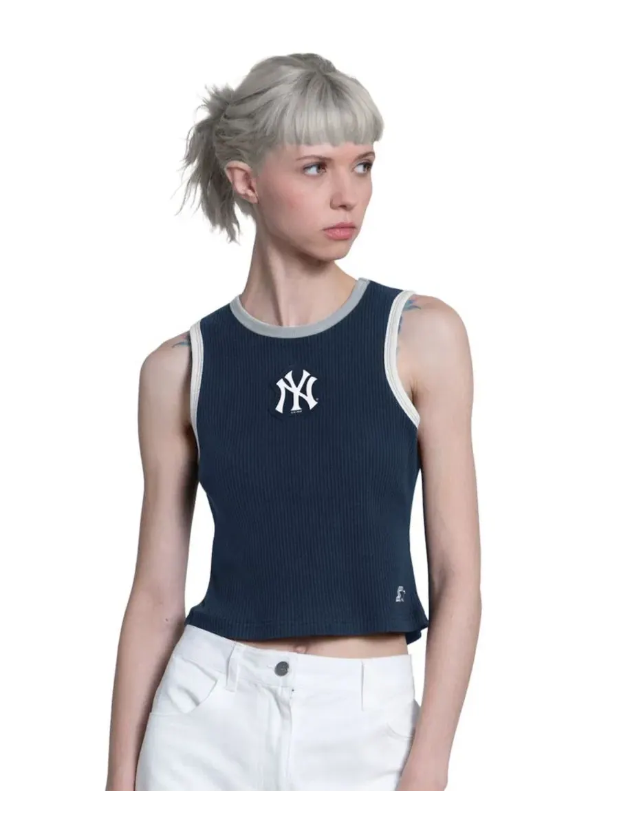 Женский укороченный топ-безрукавка с принтом New York Yankees Cooperstown Play the Ball Starter