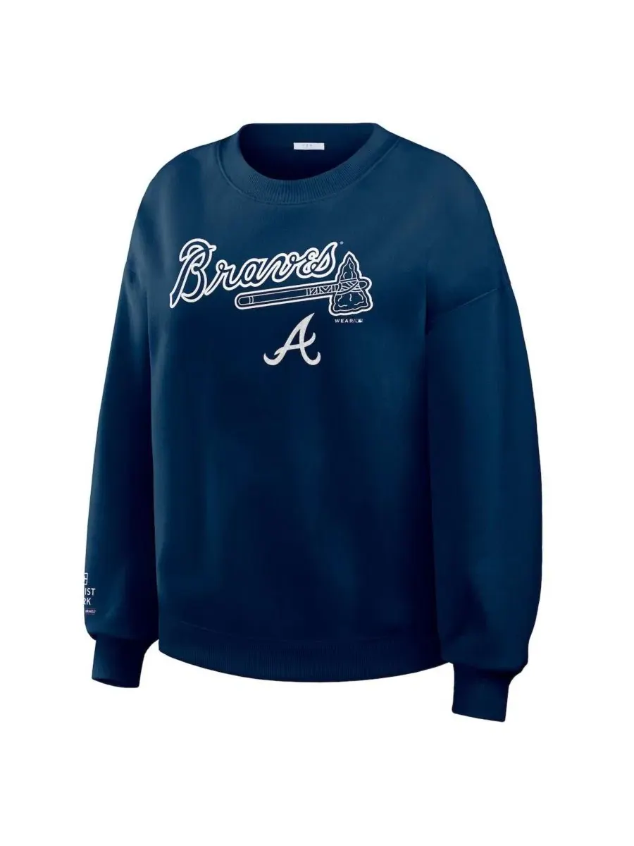 Женский свитшот с круглым вырезом Atlanta Braves Heavyweight Crew Neck WEAR by Erin Andrews — изображение 2 из 4, темно-синий
