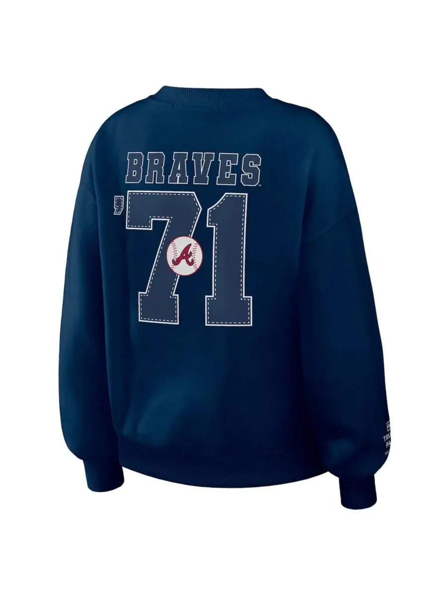 Женский свитшот с круглым вырезом Atlanta Braves Heavyweight Crew Neck WEAR by Erin Andrews — изображение 3 из 4, темно-синий