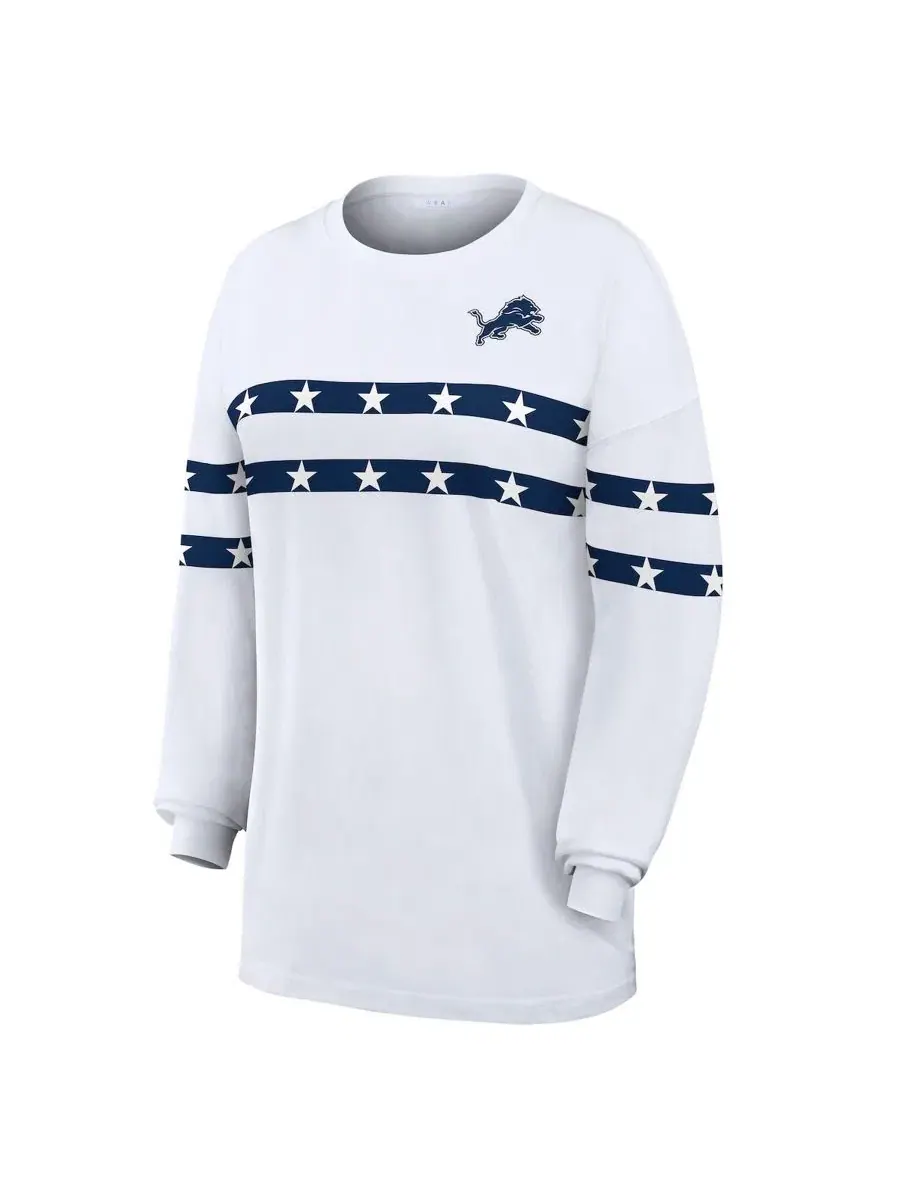 Футболка с длинным рукавом с принтом Detroit Lions Americana Stripe WEAR by Erin Andrews — изображение 2 из 4, белый