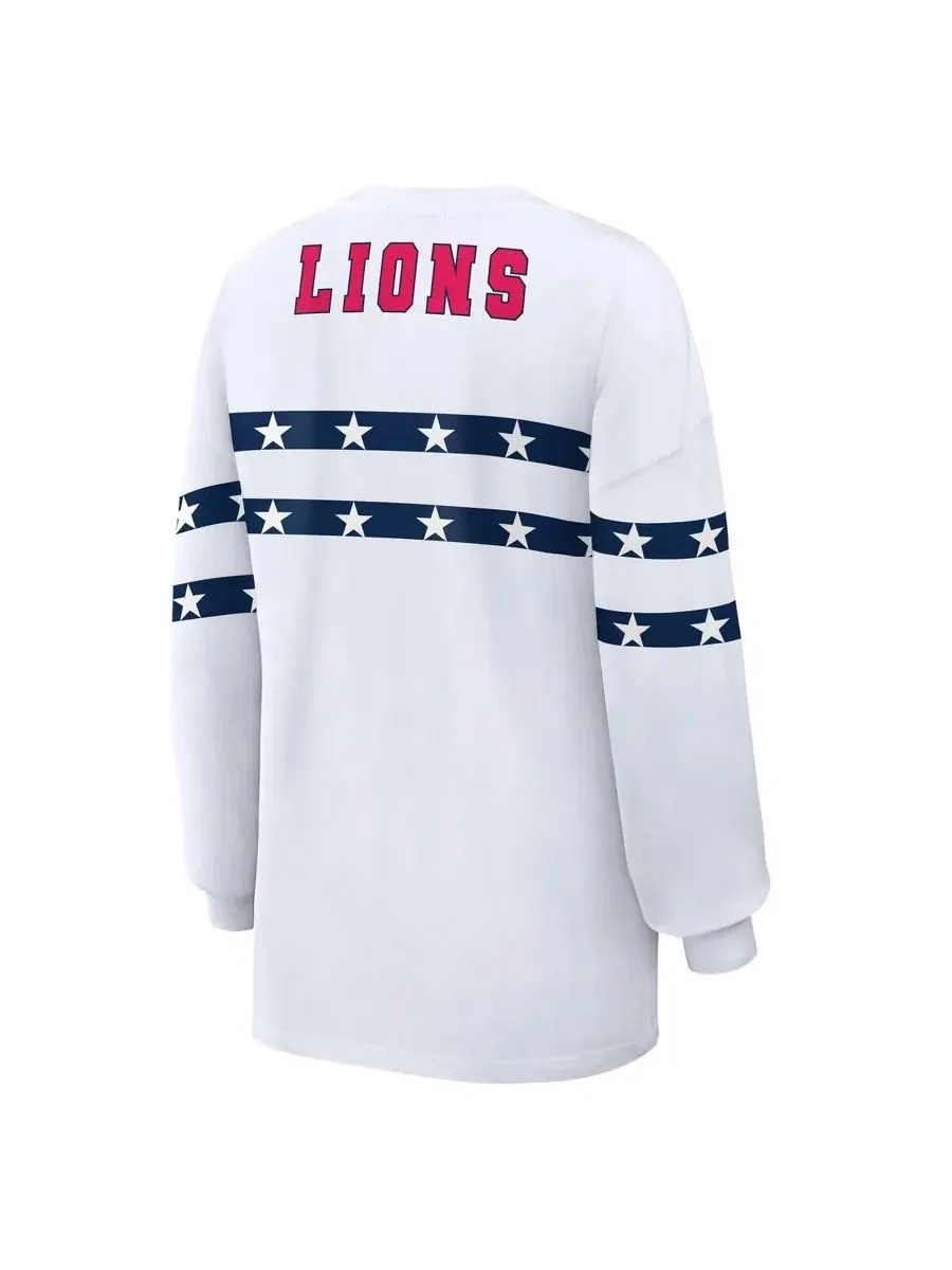 Футболка с длинным рукавом с принтом Detroit Lions Americana Stripe WEAR by Erin Andrews — изображение 3 из 4, белый