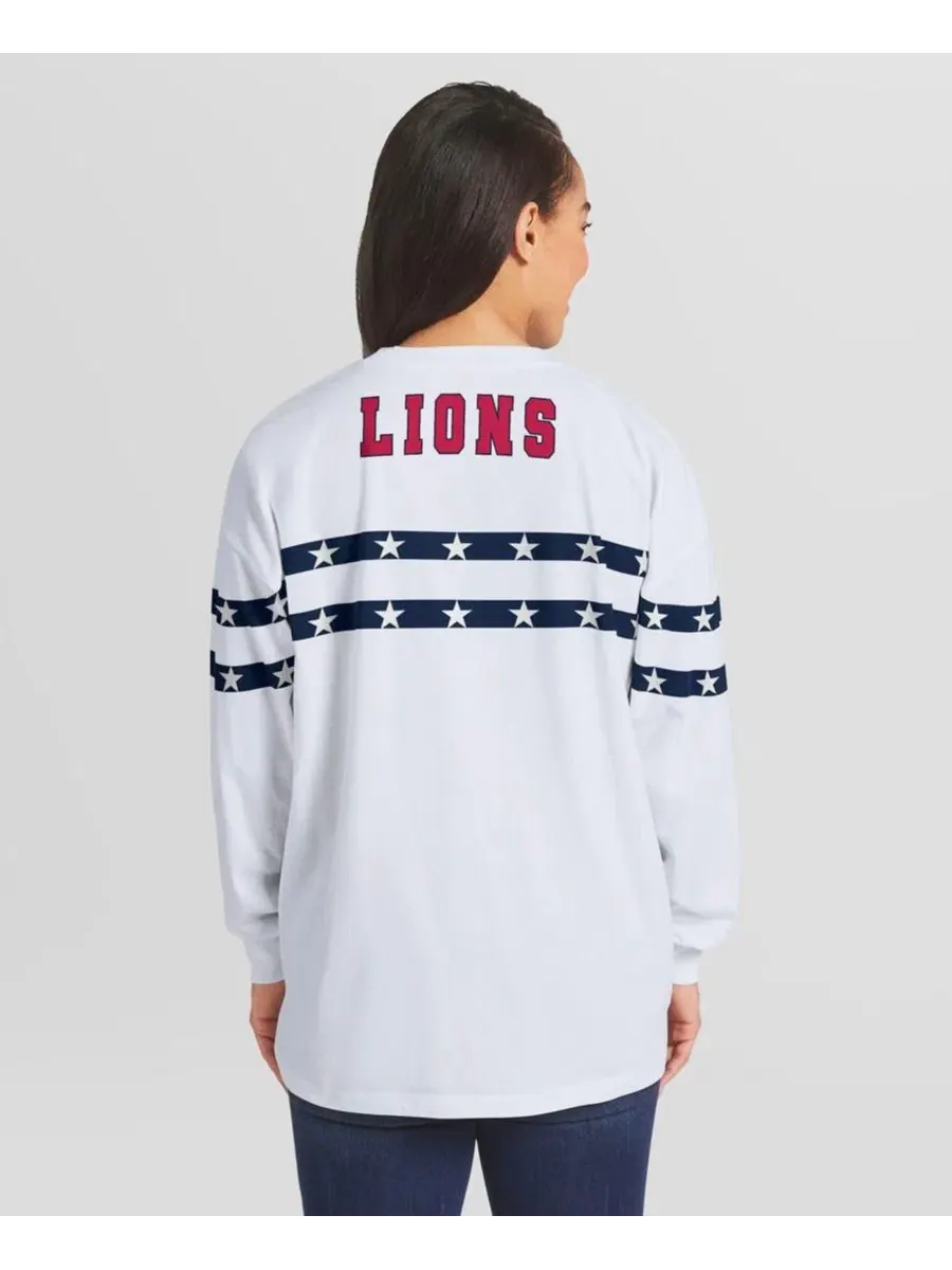 Футболка с длинным рукавом с принтом Detroit Lions Americana Stripe WEAR by Erin Andrews — изображение 4 из 4, белый
