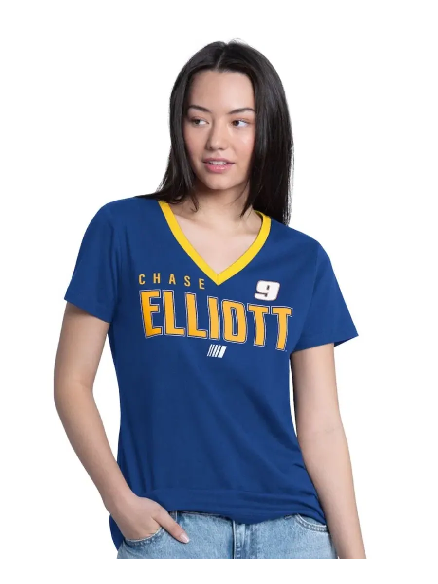 Футболка с V-образным вырезом с принтом Chase Elliott Best Team G-III 4Her by Carl Banks