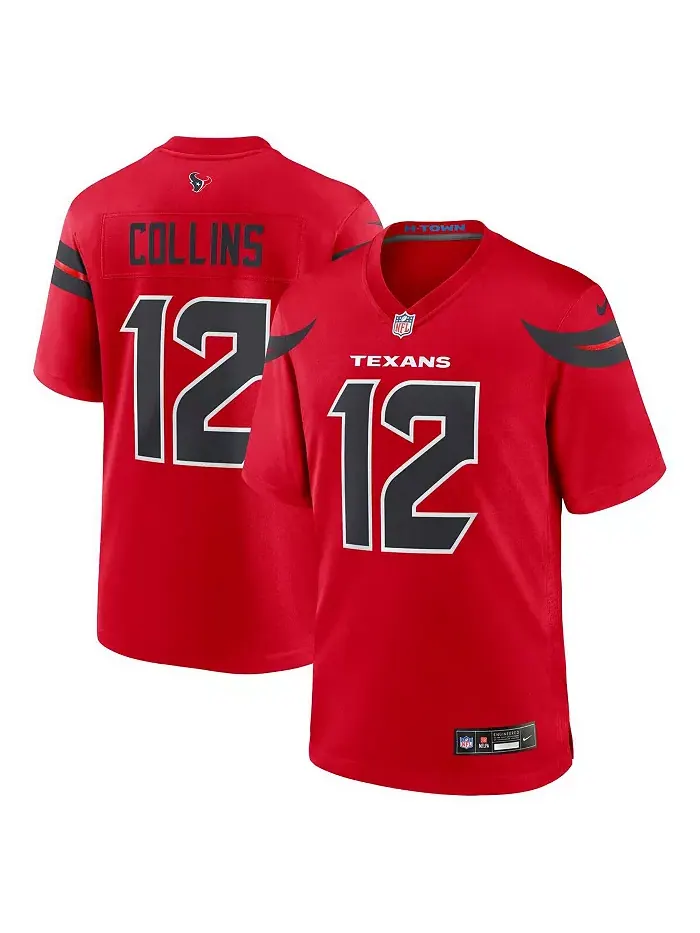 Мужская альтернативная игровая футболка Nico Collins красного цвета Houston Texans Nike