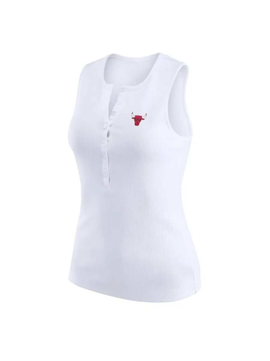 Топ-борцовка без рукавов с принтом Chicago Bulls Rib-Knit Henley WEAR by Erin Andrews — изображение 2 из 5, белый