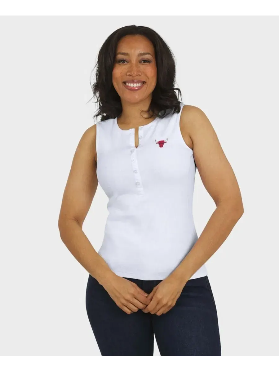 Топ-борцовка без рукавов с принтом Chicago Bulls Rib-Knit Henley WEAR by Erin Andrews — изображение 4 из 5, белый