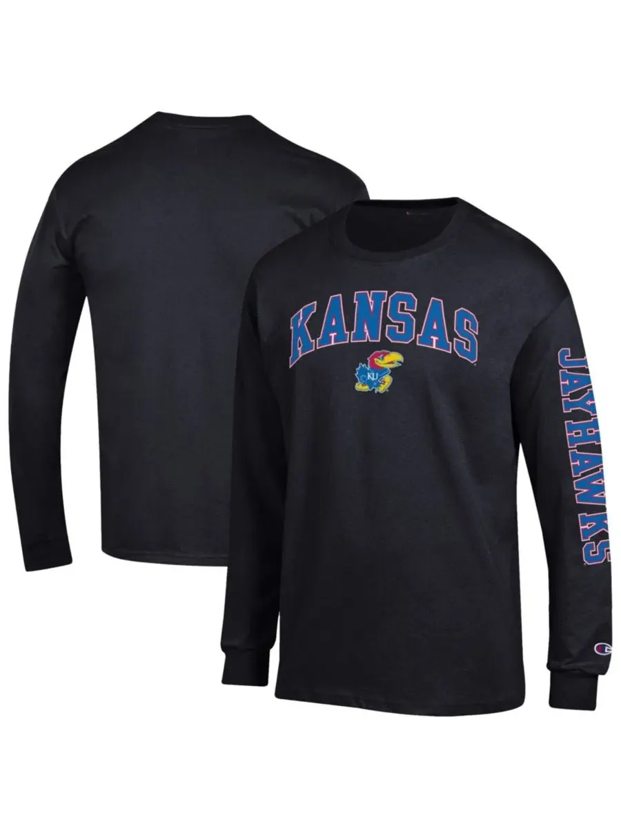 Футболка с длинным рукавом с принтом Kansas Jayhawks Arch Over Logo Champion