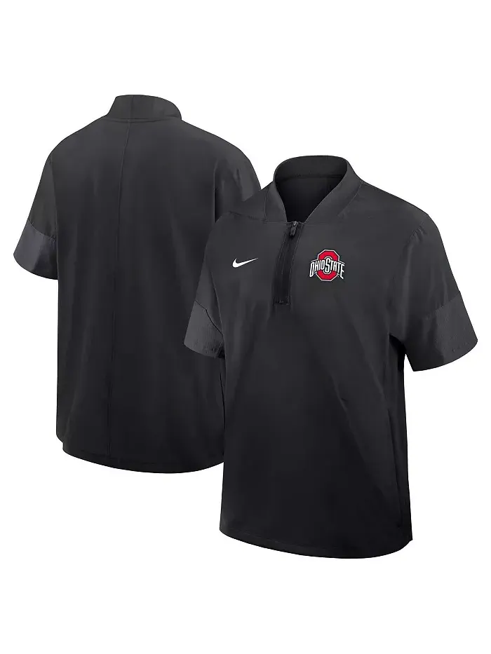 Мужская легкая черная куртка с короткими рукавами Ohio State Buckeyes 2025 Sideline Coaches Nike