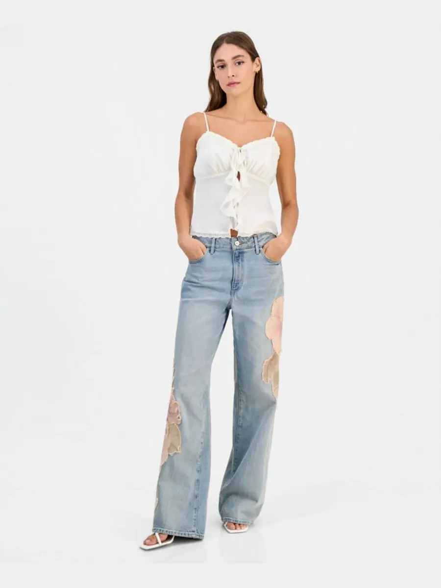Боди-долл топ без рукавов Saisha и джинсы Rey с цветочной аппликацией GUESS, Winslow Wash
