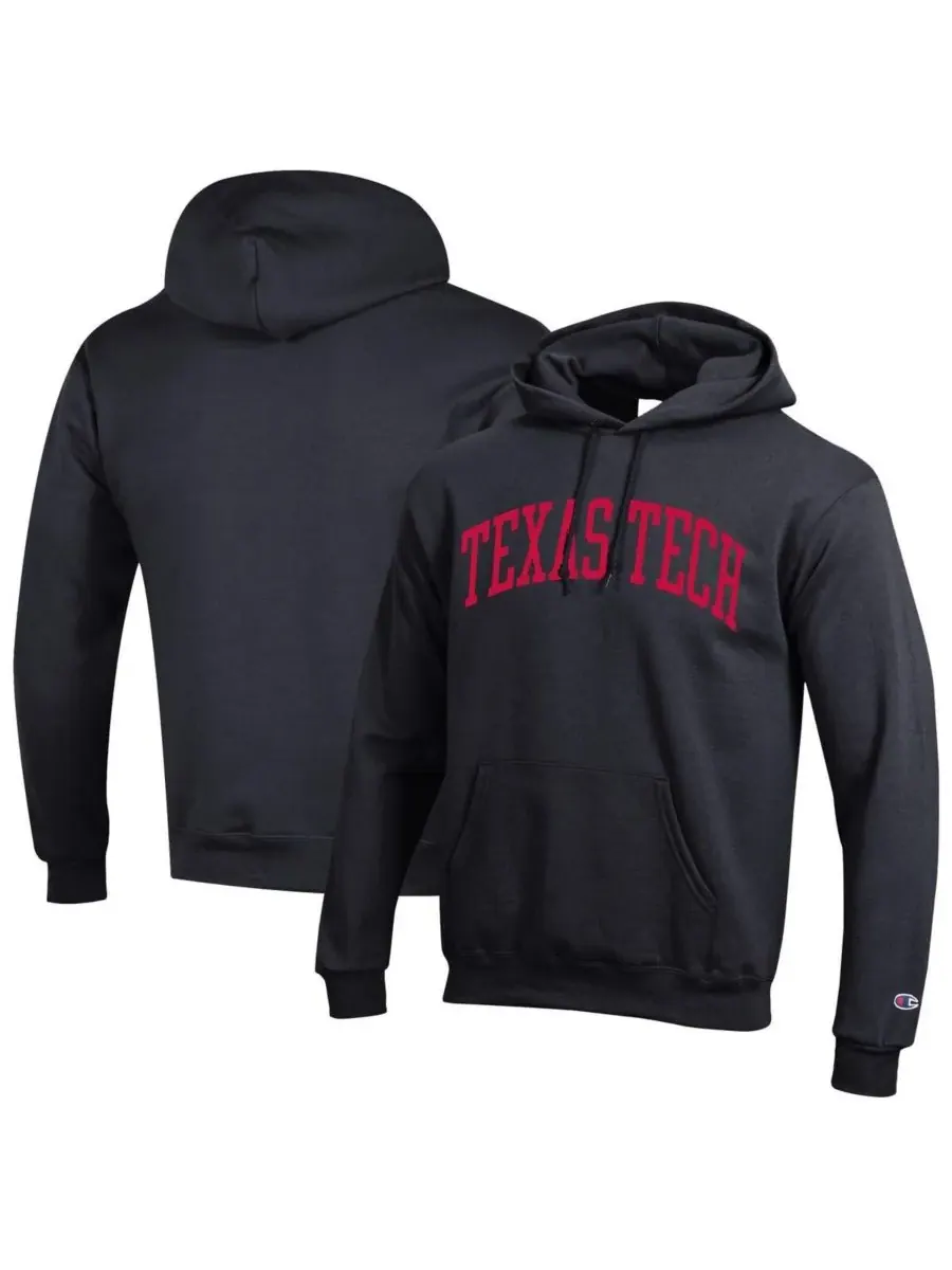 Champion Мужская черная толстовка с капюшоном из флиса Texas Tech Red Raiders Basic Arch