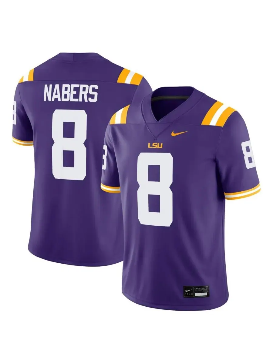 Nike Мужская фиолетовая игровая футболка Малика Наберса с символикой команды LSU Tigers