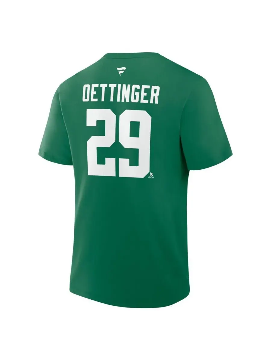 Fanatics Мужская футболка Jake Oettinger Kelly Green Dallas Stars Authentic Stack с именем и номером — изображение 2 из 2