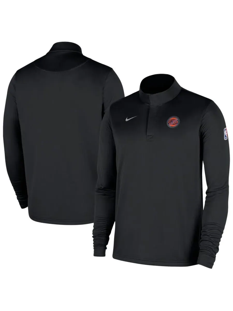 Nike Мужская черная куртка-пуловер New York Knicks 2025/26 Authentic Coaches с застежкой-молнией до