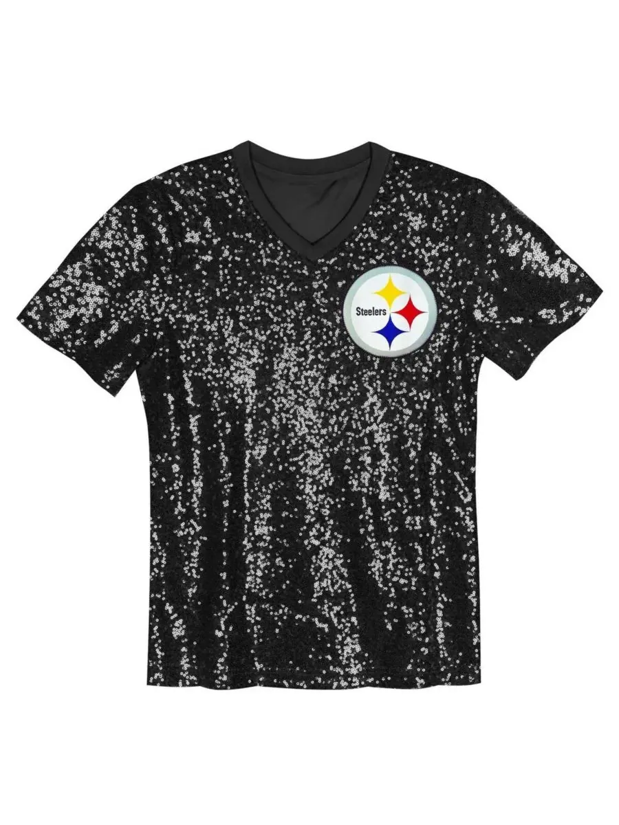 Outerstuff Женская черная футболка с V-образным вырезом TJ Watt Pittsburgh Steelers с именем и — изображение 2 из 3, черный