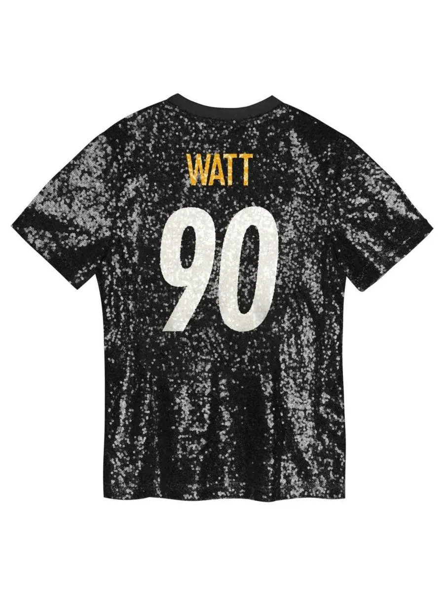 Outerstuff Женская черная футболка с V-образным вырезом TJ Watt Pittsburgh Steelers с именем и — изображение 3 из 3, черный