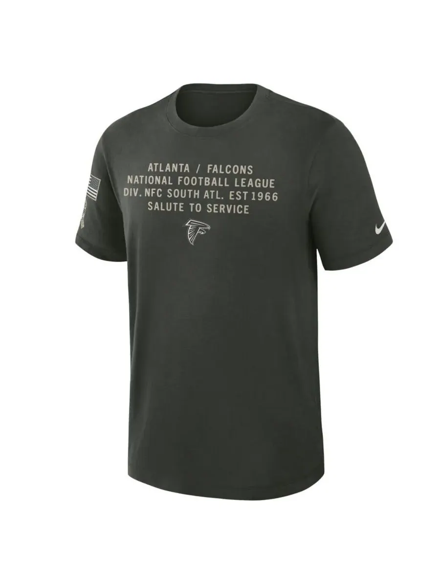 Nike Мужская темно-зеленая футболка Atlanta Falcons 2025 Salute to Service Sideline Slub Dri-FIT — изображение 2 из 3