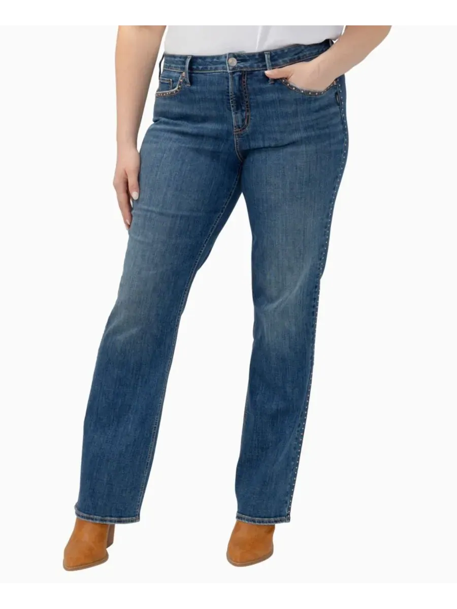 Джинсы-клеш с завышенной талией Suki Mid-Rise Curvy Bootcut Silver Jeans Co., Serephina
