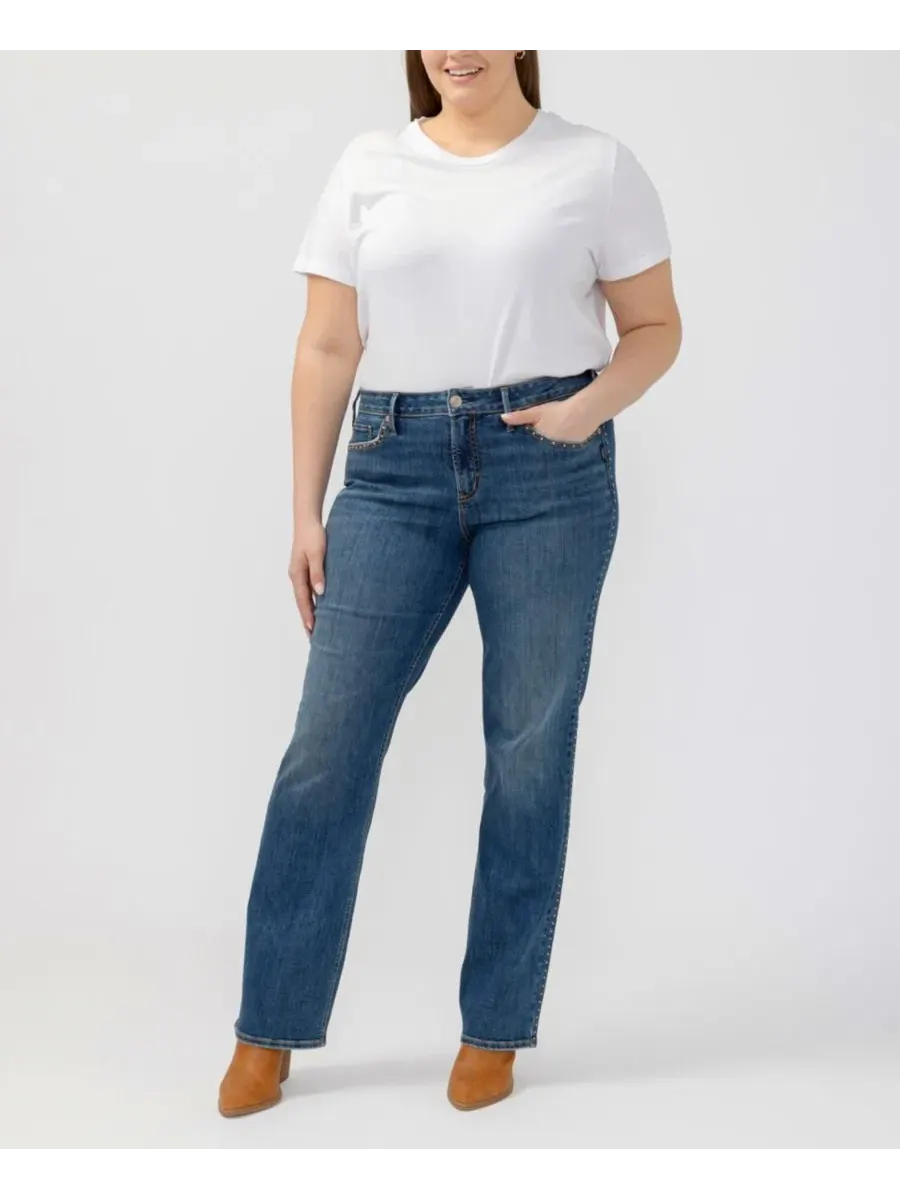 Джинсы-клеш с завышенной талией Suki Mid-Rise Curvy Bootcut Silver Jeans Co., Serephina — изображение 2 из 8
