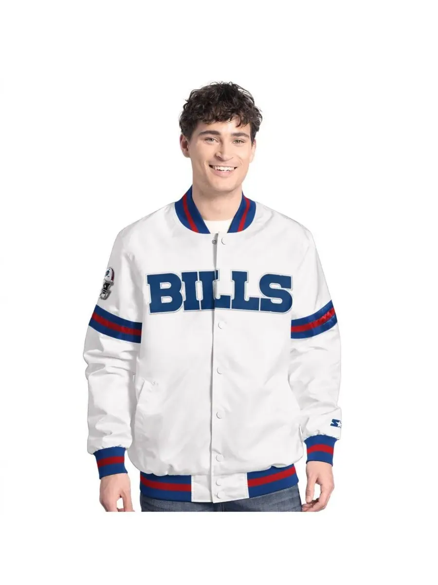 Starter Мужская белая куртка-бомбер Buffalo Bills Scout с застежкой на кнопках