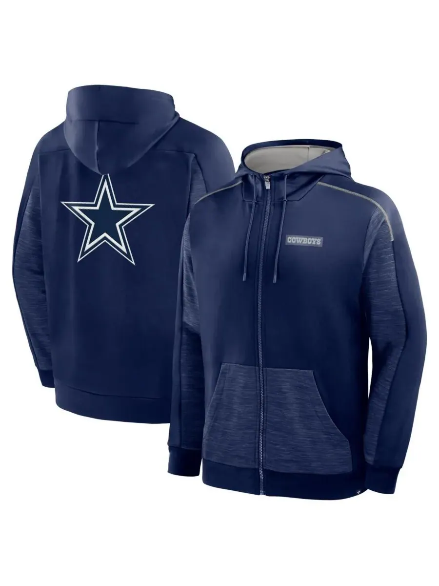 Fanatics Мужская темно-синяя толстовка на молнии с надписью Dallas Cowboys Checkdown Pass