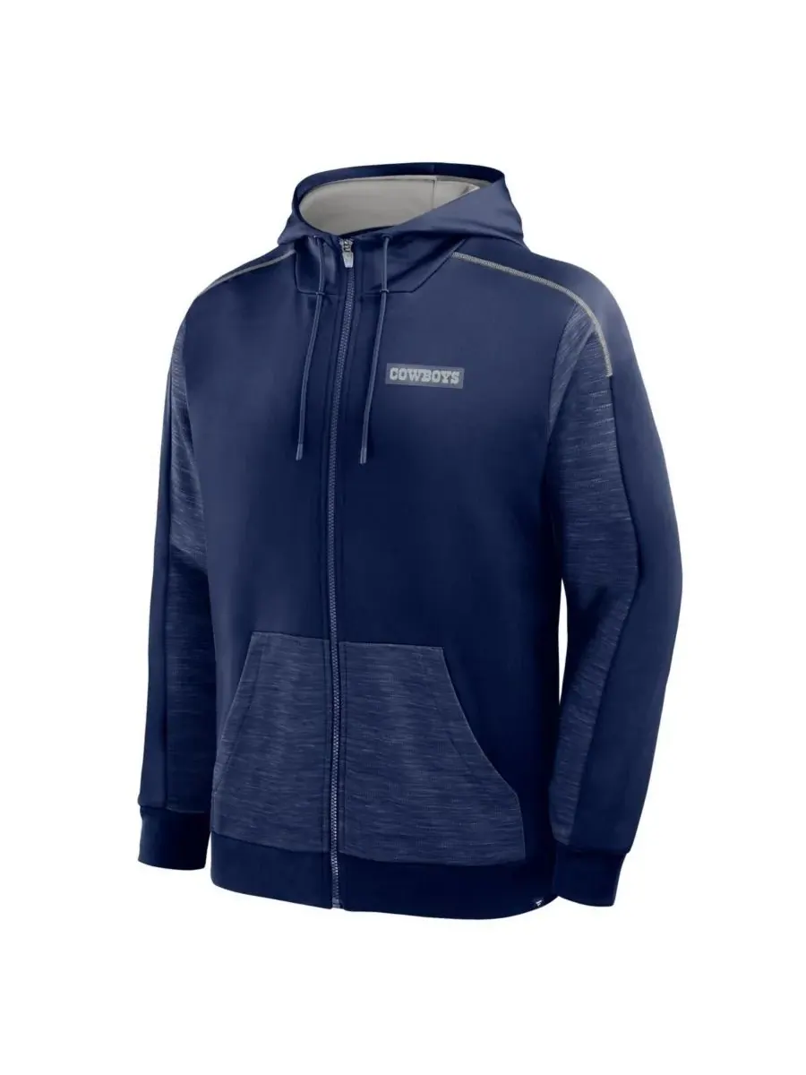 Fanatics Мужская темно-синяя толстовка на молнии с надписью Dallas Cowboys Checkdown Pass — изображение 2 из 3, темно-синий