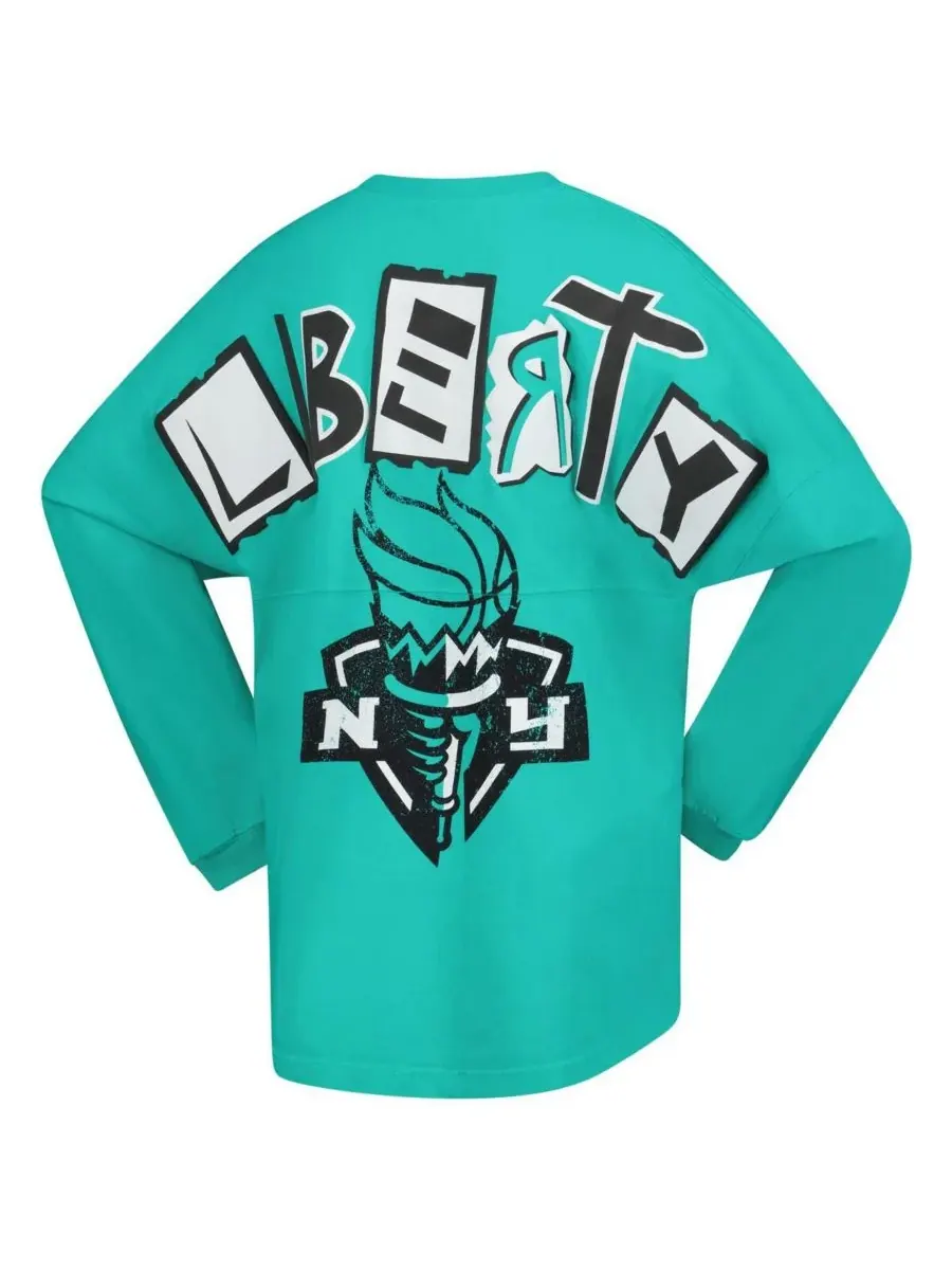Spirit Jersey Женская футболка с длинными рукавами, мятного цвета, с нашивками «Нью-Йоркская — изображение 2 из 3, мята