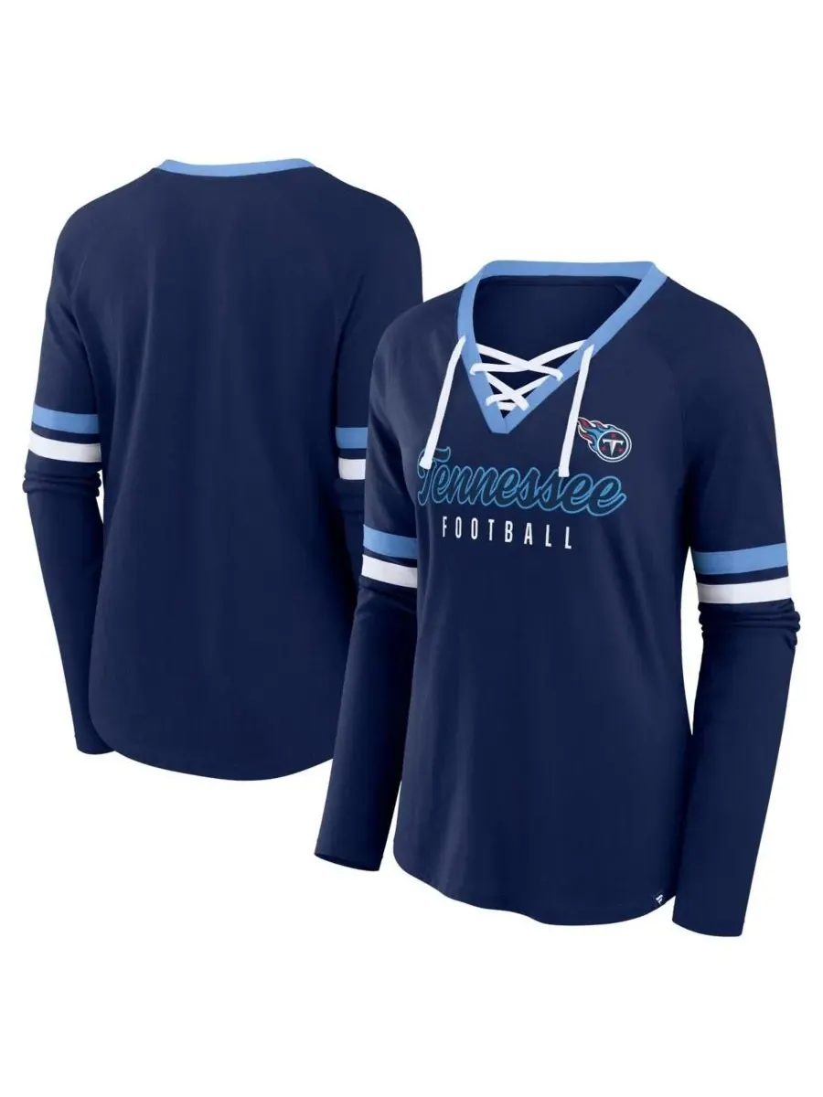 Fanatics Женская темно-синяя модная футболка с длинными рукавами и шнуровкой Tennessee Titans Won