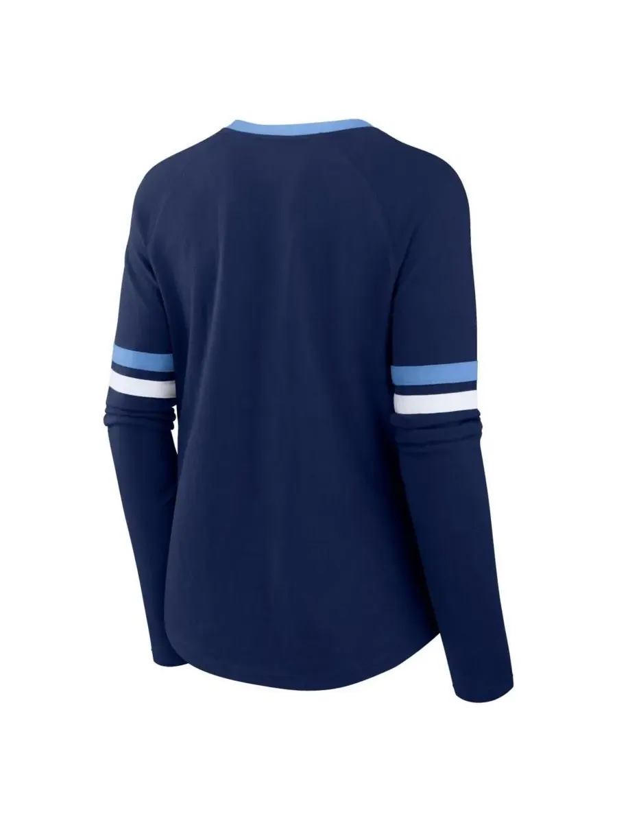 Fanatics Женская темно-синяя модная футболка с длинными рукавами и шнуровкой Tennessee Titans Won — изображение 3 из 3