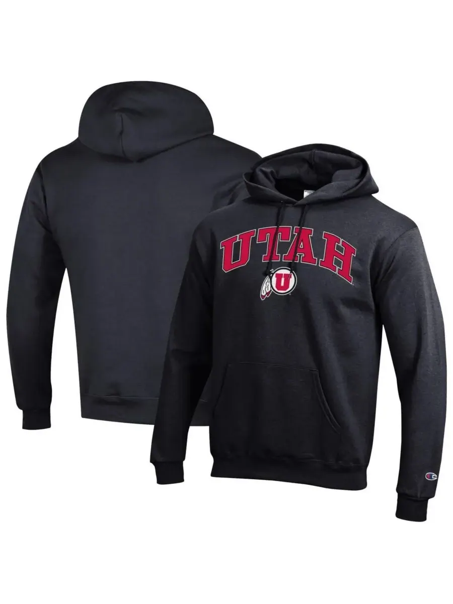 Champion Мужская черная толстовка с капюшоном и логотипом Utah Utes Arch Over Logo