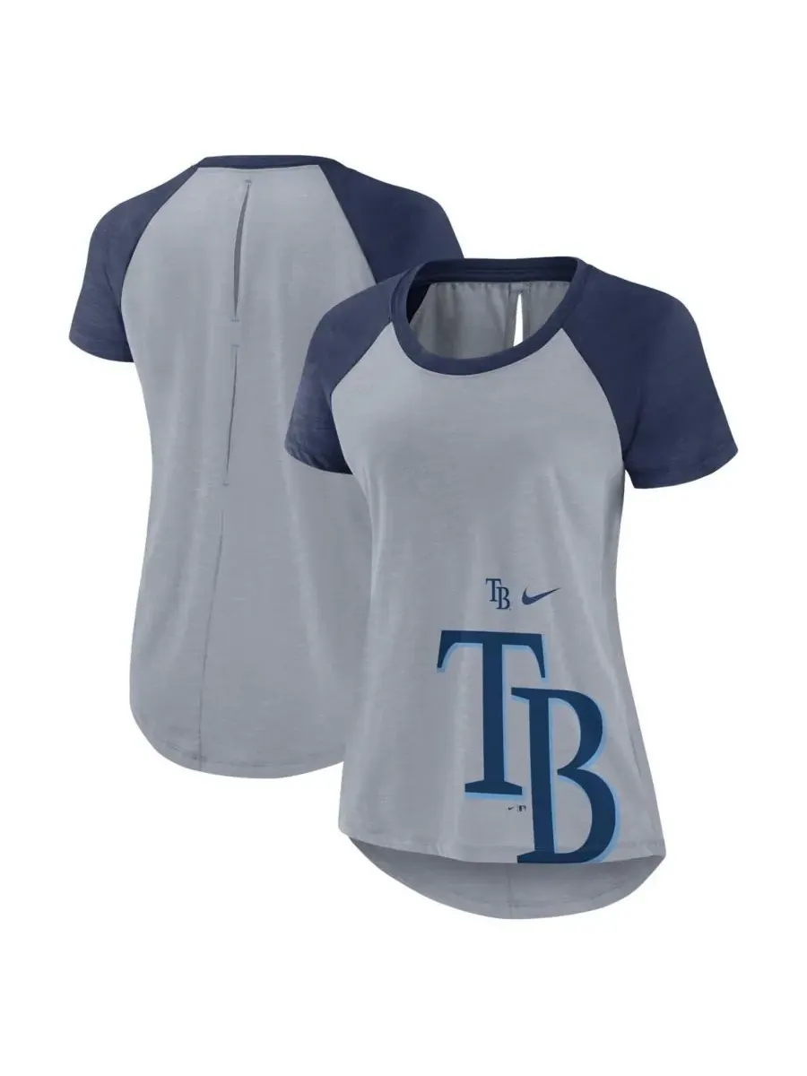 Nike Женская футболка-реглан серого цвета с символикой Tampa Bay Rays Summer Breeze